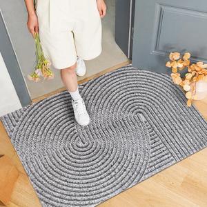 Door Mat Indoor Outdoor Front Door Entrance, Water, Stain and Dirt Resisitant Doormat, Low-Pile Non-Slip Sturdy Welcome Mats, 24"35", Grey (Spiral Pattern) (2' x 2'11" (Rectangular))