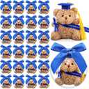 75 Pcs 2026 Mini Graduation Bear Bulk Set with 25 Graduation Gift Mini Stuffed Bears 25 Clear Plastic Fillable Ornament Balls and 25 Bow 2026 Party Favors(Blue)