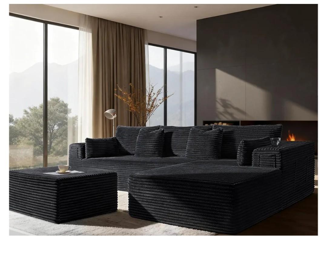 108" Cloud Sectional Couch, Comfort U Shaped Boneless Couch for Living Room, Extra Deep Seats No Assembly, Minimalist Modular Sofa, Corduroy