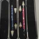 2 Pieces Rhinestone Picker Dotting Pen, Dual-ended Rhinestone Gems Crystals Studs Picker Wax Pencil Pen Crystal Beads Handle Manicure Nail Art DIY Decoration Tool (Light Blue Pink)