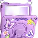 Kidcube for iPad 5th/6th Generation Case, for iPad Air 1st/2nd Gen, for iPad Pro 9.7 Inch Case - Girls Cute Kawaii Girly 3D Purple Butterfly Design Cover with Rotating Stand & Strap Silicone Women