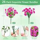 Yastouay Artificial Flowers for Outdoors, 26 Bundles Fake Outdoor Flowers, UV Resistant Artificial Plants & Flowers for Decoration, Fuchsia Realistic Morning Glory for Outdoor Porch Garden Decoration