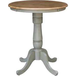 IC INTERNATIONAL CONCEPTS 30" Round Top Counter Height Pedestal Dining Table, 34.9" High, Distressed Hickory/Stone, unspecified