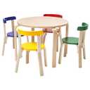 ECR4Kids Bentwood Table and Curved Back Chair Set, Kids Furniture, Assorted, 5-Piece