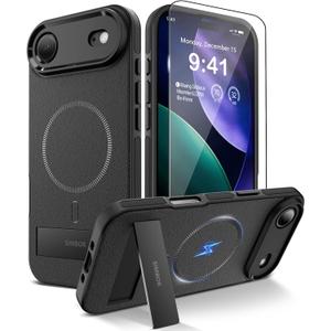 Magnetic for iPhone air Case with Stand[Compatible with MagSafe] Slim Invisible Kickstand, Protective Anti-Fingerprint Phone Cove for iPhone air Case 6.5, Black