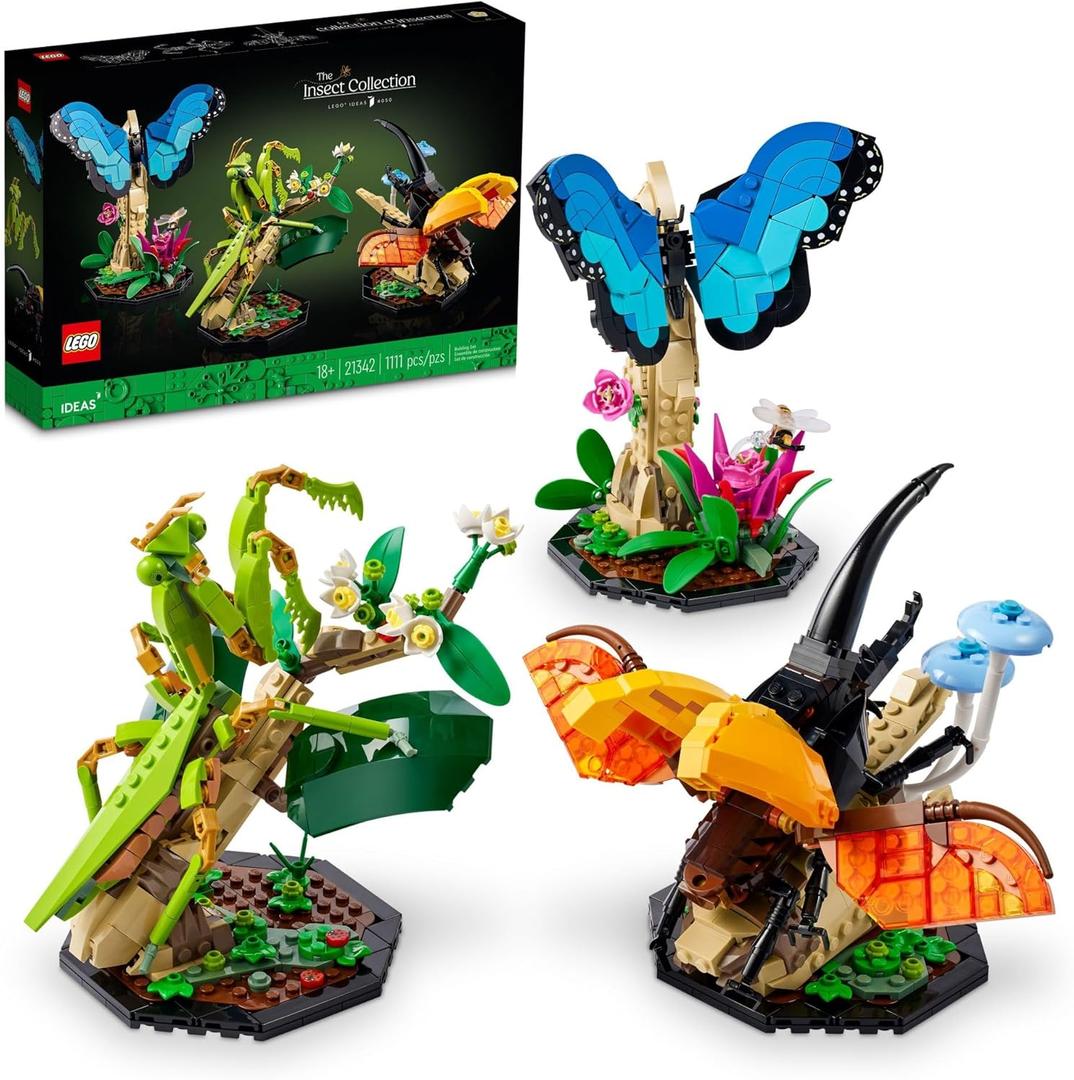 LEGO Ideas The Insect Collection, Fun Gift for Nature Lovers, with Life-Size Blue Morpho Butterfly, Hercules Beetle and Chinese Mantis Display Models, Bug Building Set and Nature Dcor, 21342