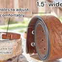 Western Belt without buckle for men  Full Grain Leather Cowboy Belts for jeans - One Piece Leather strap belt (Brown)