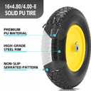16" 4.80/4.00-8" Flat-Free Solid Wheelbarrow Wheel and Tire, 3"-7"Centered Hub with 5/8"&3/4" Bearings for Wheelbarrows Utility Cart Lawn Dollies