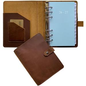 2026-2027 Weekly Leather Planner - A6 Genuine Leather Binder Planner for Men and Women, Inner Pockets and Pen Holder, Personal (Weekly)