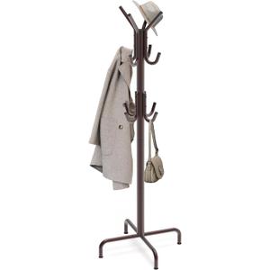 Simple Houseware Standing Coat and Hat Hanger Organizer Rack, 12 Hooks, Bronze