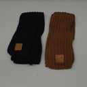 2 Pack Warm Kids Winter Knit Scarves Soft Knitted Neck Warmer Scarf Warm Scarves Wrap for Boys Girls (Black, Brown)