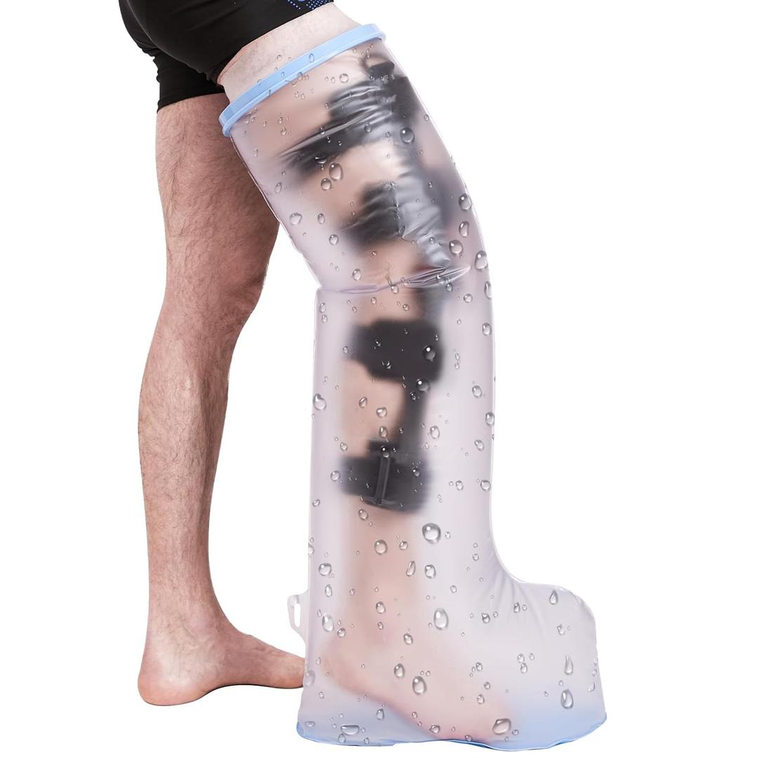 Waterproof Cast Covers for Shower Leg - Extra-Large Cast Protector for Adult with Non-Slip BottomReusable Sleeve, Wound Cover For Bandage, Knee Brace, Foot Boot Shower & Swimming After Surgery