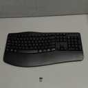 EDJO Ergonomic Wireless Keyboard with Wrist Rest, Wave Keys, for Large Hands, 2.4GHz Full Size Ergo Cordless USB Computer Keyboard, Comfortable Natural Typing, for Laptop, Mac, Windows (Black)