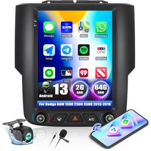 2+64G Android 13 Car Stereo for Dodge RAM 1500 2500 3500 2013-2018(Manual AC) with Wireless Carplay Android Auto, 9.7  Touchscreen in Dash GPS Radio with GPS WiFi BT FM RDS EQ SWC Backup Camera