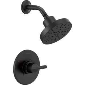Delta Nicoli 14 Series H2Okinetic Shower Faucet Set, Matte Black Shower Head and Handle Set, Valve Trim Kit, Matte Black 142749-BL (Shower Valve Included)