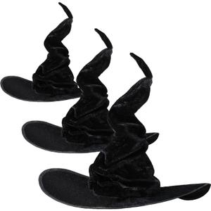 Syhood 3 Pieces Halloween Witch Hats Black Large Ruched Witch Hat Women Costume Accessory for Halloween Cosplay Party