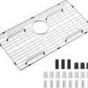 27-9/16" x 14-9/16" Sink Protector, Rear Drain with Corner Radius 3/16",Sink Grate Sink Rack for Bottom of Kitchen Sink Single Sink Bowl