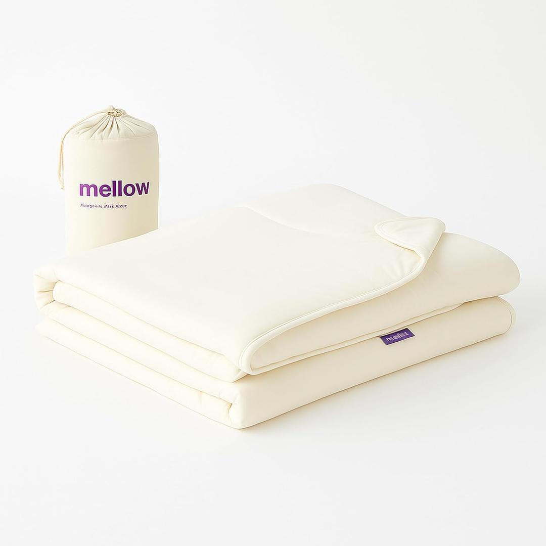 Mellow Cloud Cold Cooling Comforter for Hot Sleepers Dual-Sided Arctic Silk & CloudKnit, Lightweight Summer Quilt, Built-in Duvet, Machine Washable, King/Cal King, White, King / Cali King