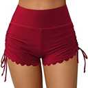 ATTRACO Women Swim Shorts High Waisted Swimsuit Shorts Swim Bottom Board Shorts (Small)
