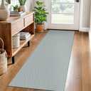 EARTHALL Washable Runner Rug 2x6 Ft Non Slip Runners for Hallways Cotton Rubber Backed Kitchen Runner Braided Indoor Floor Carpet Runners for Entryway, Hallway, Kitchen, Bedroom, Turquoise/Gray