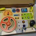 JGOBUB Montessori Toddler Toys  Baby Wooden Busy Board  Sensory Toys with Light Switch  Travel Toys for Educational Toddler Activities for Toddlers 1 2 3 4+ Year Old