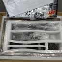 WUZUPS 5-Light Metal Chandelier Imitation Wood Grain Linear Pendant Ceiling Lighting Rustic Farmhouse Fixture Kitchen Island Dining Room, H 8.5" L 31.5" W10, E26 Base, Black & Retro Wood