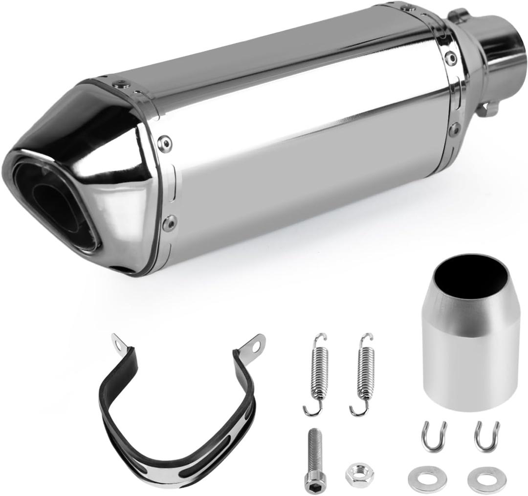 PACEWALKER Motorcycle Slip On Muffler, 1.5-2", 38-51mm Inlet, Plating | Universal Motorcycle Exhaust, Removable DB Killer, For Street/Sport Motorcycles and Scooters, Dirt Bike ATV Street Bike
