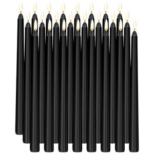 12 Pack Black Taper Candles, 0.85 x 12 Inch Tall, Unscented Smokeless Dripless Dinner Candlesticks for Halloween Home Décor Wedding Party 6 Pack