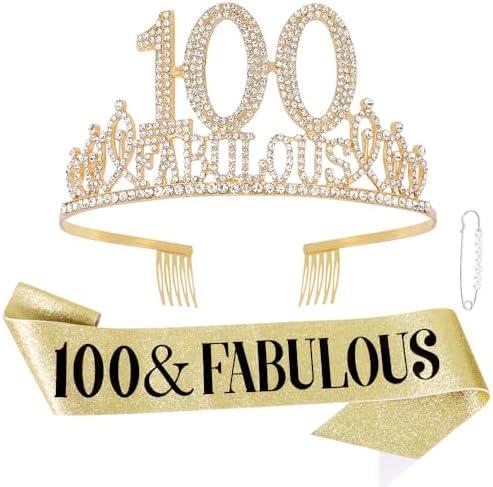 100th Birthday Decorations - Sash, Crowns, Tiara & Party Decorations for Women