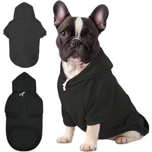 Small Dog Hoodie with Leash Hole and Pocket, Soft Winter Dog Sweater, Cozy Hoodies Sweatshirt for Small Dogs Puppy and Cat, Cold Weather Pet Clothes (Black Dog Hoodie, XS)