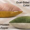 2 x SINYASAN Mustard Fall Chenille Throw Pillow Covers 18x18 Inch Set of 2, Green Soft Velvety Pillow Covers Colorful Square Fuzzy Cushion Covers for Boho Farmhouse Living Room Bed Neutral Decor