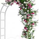 Adorox Metal Garden Arch Trellis for Climbing Plants 7.8ft Outdoor Arch Wedding Halloween Christmas Vine Trellis Pumpkin Archway Assemble Freely 2 Sizes White (White+Standard Tube)