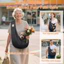Tomkas Small Dog Cat Sling Carrier Puppy Purse Travel Wrap Soft Crossbody Pet Bag (Black, M - Zip Pocket & Classic Strap)