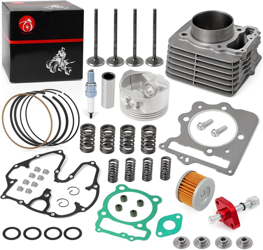 Cylinder Top End Kit + Intake and Exhaust Valve Kit + CNC Tensioner For HONDA TRX400EX TRX400X XR400 1996-2014