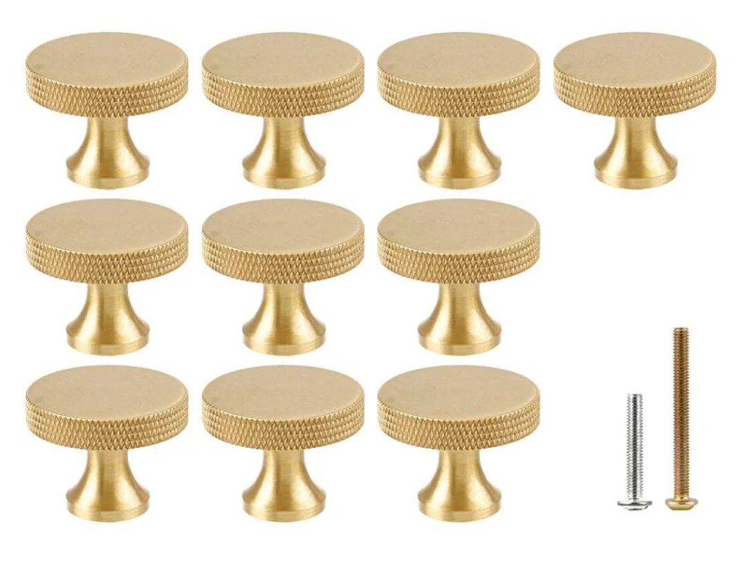 RZDEAL 1.18 Inch Round Gold Knobs for Dresser Knurled Drawer Handles Pulls Solid Brass Cabinet Knobs,10 Pack RZDEAL 1.18 Inch Round Gold Knobs for Dresser Knurled Drawer Handles Pulls Solid Brass Cabinet Knobs,10 Pack