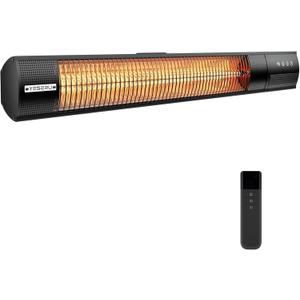 Electric Patio Heater, 1500W Wall Mounted Outdoor Heater with Remote Control & 24H Timer, IP65 Waterproof Carbon Infrared Heater for Backyard, Gazebo, Garage and Restaurant (Classic)