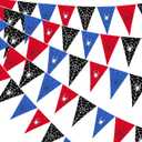 Gilprop 49.2 Ft / 60 Pieces Spider Web Party Decorations Pennant Banner Triangle Flags Garland Bunting Banner for Birthday Gender Reveal Wedding Baby Shower Decor Supplies (Red Blue Black)