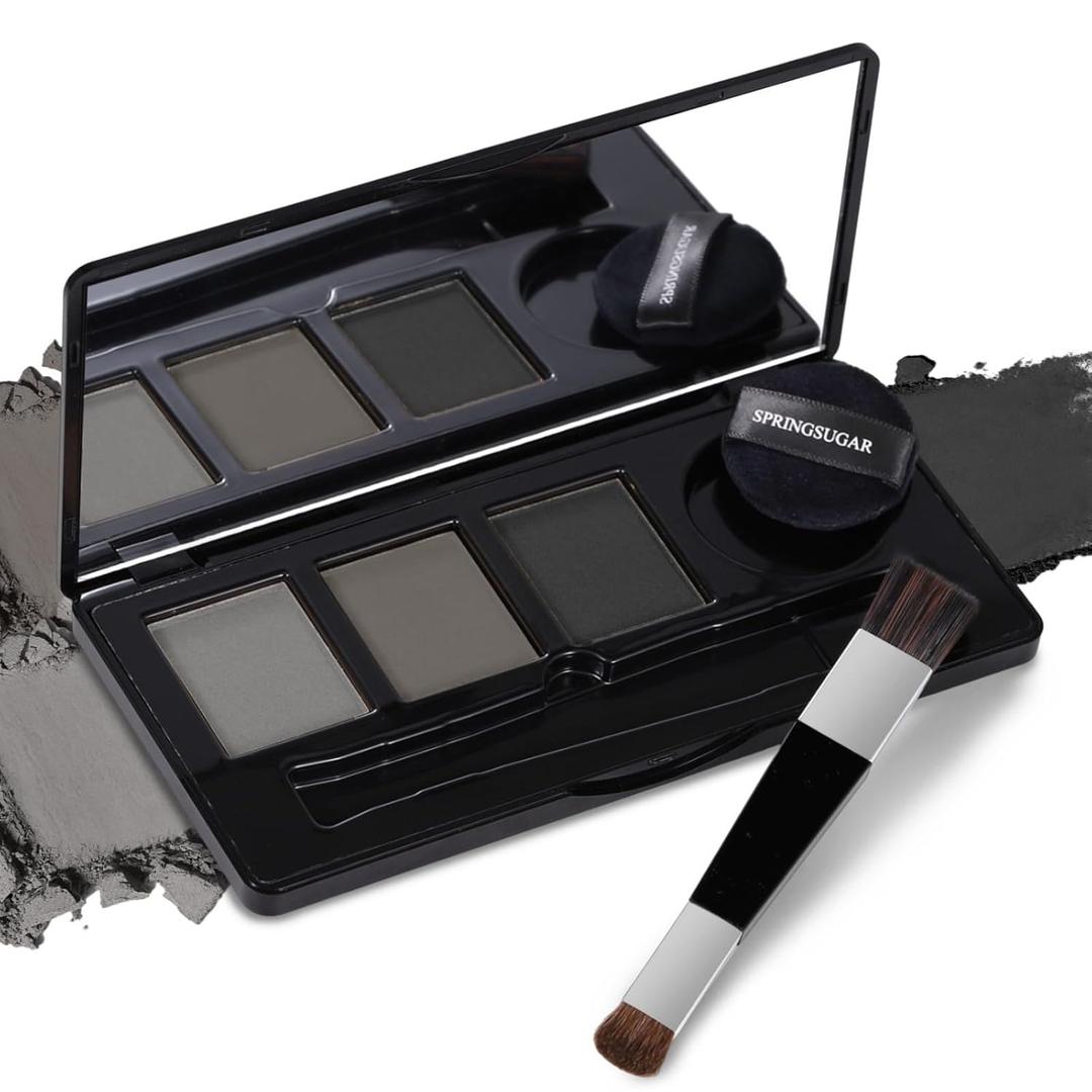 2 x Root Touch Up Hair Color – 3 Color Blendable Hairline Powder for Gray Coverage, Root Cover Up & Thinning Edges – 48H Sweat Resistant, Natural Finish for Women & Men – Black