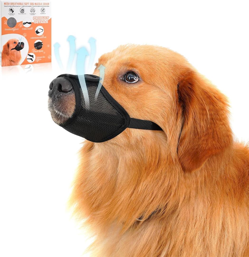 2 x Dog Muzzle, Soft Nylon Air Mesh Breathable Drinkable Anti-Bite Adjustable Anti-Slip Muzzle for Small Medium Large Dogs (XS)