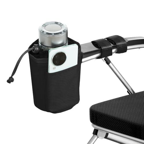 TYYIHUA Cup Holder and Phone Holder for Electric Wheelchair, Compatible with Most Electric Wheelchairs, Secure & Convenient Drink Carrier, Black
