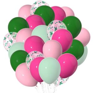GAKA Pink and Green Balloons 12 inch Latex Balloons for Theme Party Birthday Wedding Decorations(Pack of 50)