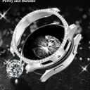 JR.DM Diamond Bands with Bling Case Women ONLY Compatible with Samsung Galaxy Watch 7/6 40mm 44mm, 20mm watch band with Protective Cover Bumper Silver Gold Luxury Metal Bracelet Replacement Strap