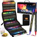124 PCS Acrylic Paint Markers, Acrylic Markers Set, 120 Colors Paint Pens for Wood, Glass, Rock, Fabric, Ceramic and Metal, Portable Bag