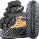 X-Large 50 Pack Shoe Covers Disposable Non-Slip, Black Non-Woven Fabric Boot Covers for Indoors Breathable Slip Resistant Durable Boot, Stretchable Fits Up to Size 13 US Men (Black, 100 Pack)