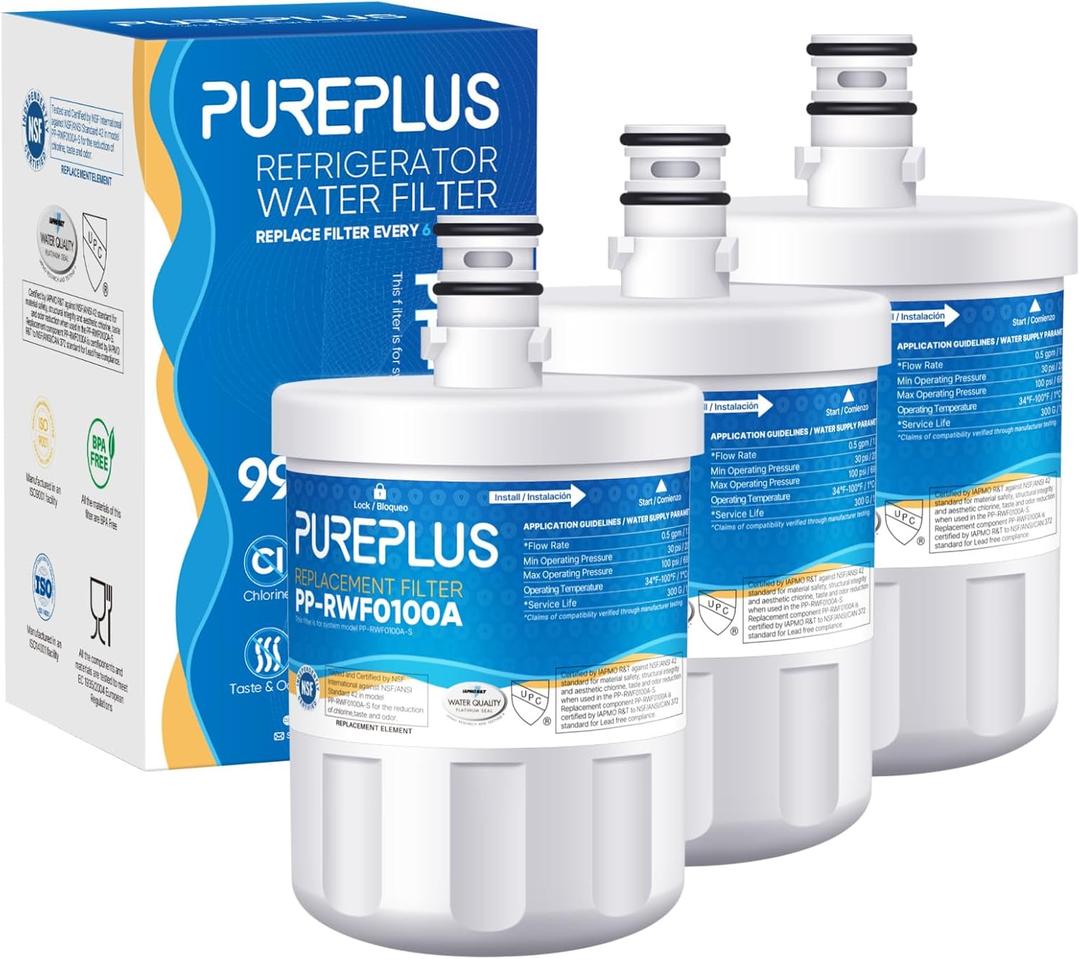 PUREPLUS 5231JA2002A Replacement for LG LT500P, ADQ72910901, GEN11042FR-08, Kenmore 9890, 469890, HDX FML-1, ADQ72910907, LSC27925ST, LFX25974ST, LFX25973D, LFX25973ST Refrigerator Water Filter, 3 Pack
