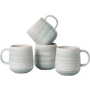 Coffee Mugs 4-Piece Set of Pastel green Ceramic Coffee Mugs with Glossy Finish, 12oz Modern Cups - Comfortable Handle, Dishwasher & Microwave Safe for Home, Office, Cafe