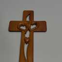 HOBBIESAY 1Pc Marriage Cross for Wall Love Wall Decor Coffee Brown Handcarved Wood Cross with Intertwined Hearts, Crosses Decor Hand Made Hanging Art Decor Grift for Wedding (9.8"L x 6.3"W)