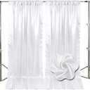 10ft x 10ft White Backdrop Curtains for Parties, Fabric Satin Background Curtain with Rod Pockets for Weddings, Birthday, Baby Shower, Photography, Graduation Party Backdrop Drapes, 2 Panels