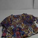 Women's Boho Paisley Print Blouse - Cut-Out Detail, Split Bow Sleeves, Breathable Short Sleeve Top for Casual Summer Outfits, Size: XL