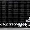 New Mungo Coffee Bar Mat  Ok But First Coffee  Spill-Proof PVC Coffee Station Mat, Non-Slip Countertop Protector 18"x12"